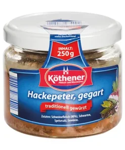 Köthener, Hackepeter, gegart, traditionell gewürzt, 250 g Glas